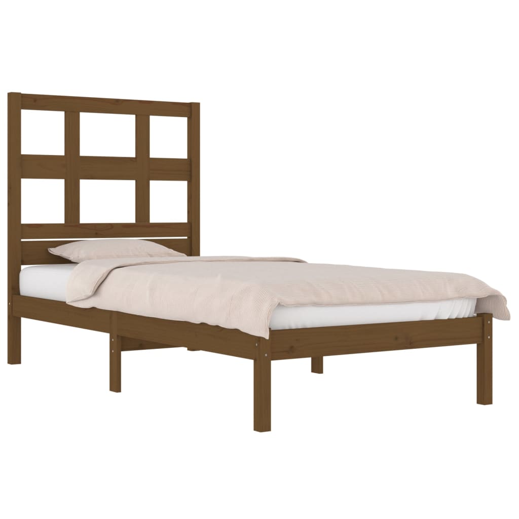 Rama łóżka, miodowy brąz, lite drewno sosnowe, 100 x 200 cm