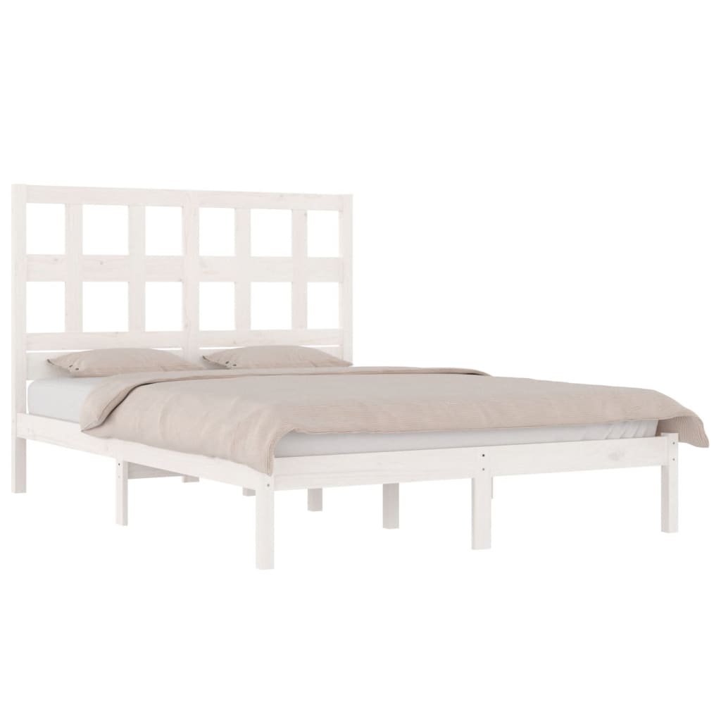 vidaXL Bedframe zonder matras massief grenenhout wit 150x200 cm afbeelding