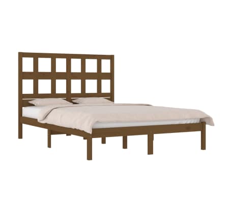 vidaXL Estrutura cama 5FT King 150x200 cm pinho maciço castanho-mel