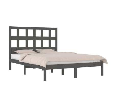 vidaXL Bed Frame without Mattress Grey 180x200 cm Super King Solid Wood Pine