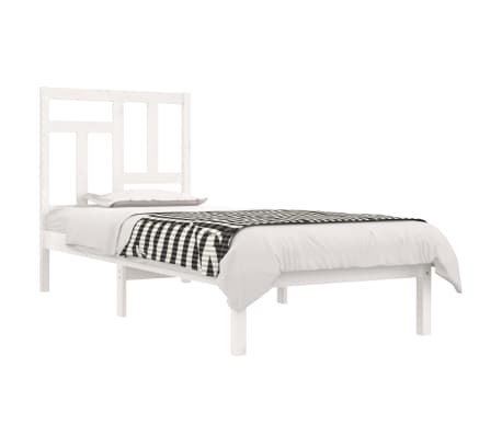 vidaXL Lovos rėmas, baltas, 75x190cm, medienos masyvas, vienvietis