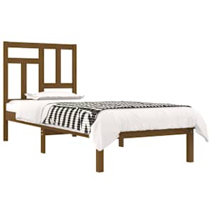 vidaXL Lovos rėmas, medaus rudas, 75x190cm, pu&scaron;ies masyvas, vienvietis