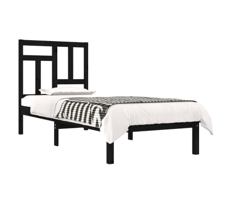 vidaXL Lovos rėmas, juodas, 75x190cm, medienos masyvas, vienvietis