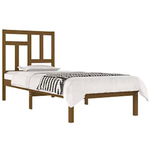 vidaXL Lovos rėmas, medaus rudas, 90x190cm, pu&scaron;is, vienvietis