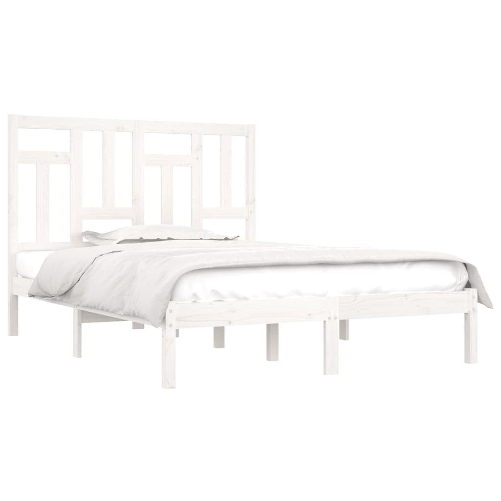

vidaXL Bedframe massief hout wit 120x190 cm 4FT Small Double