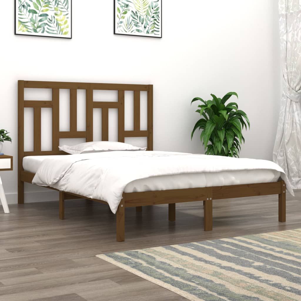 vidaXL Rám postele medově hnědý masivní borovice 135 x 190 cm Double