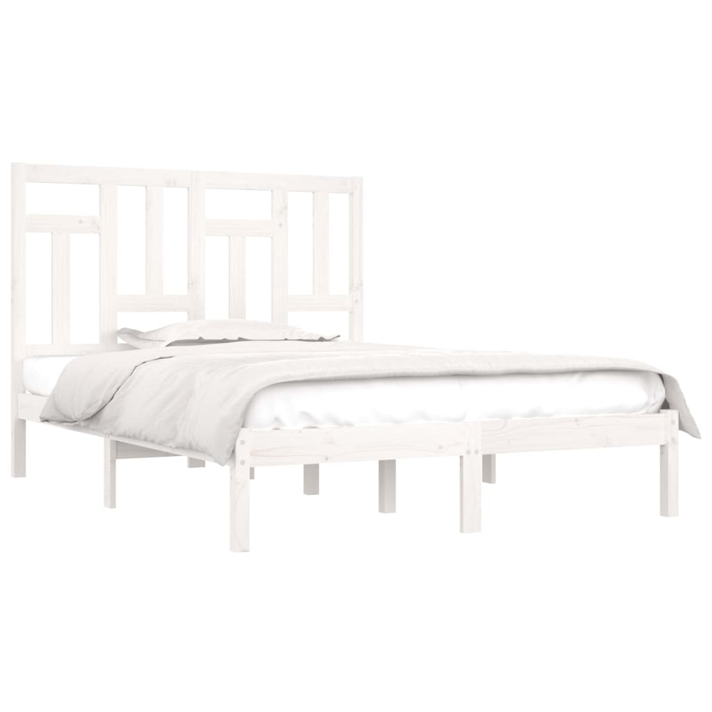 vidaXL Bedframe zonder matras massief grenenhout wit 140x190 cm afbeelding