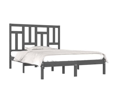 vidaXL Bedframe massief grenenhout grijs 140x190 cm