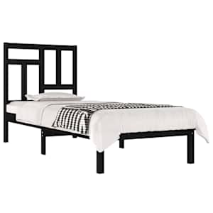 vidaXL Sengeramme svart heltre furu 90x200 cm