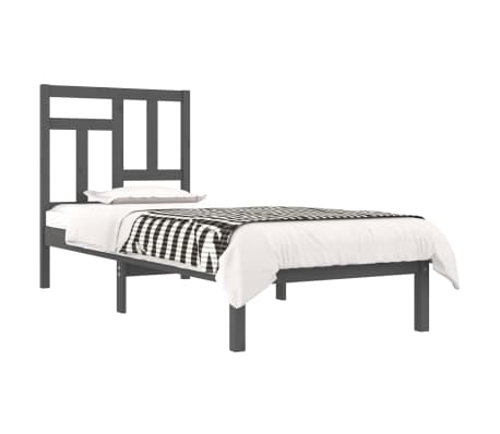 vidaXL Lovos rėmas, pilkos spalvos, 100x200cm, pu&scaron;ies medienos masyvas