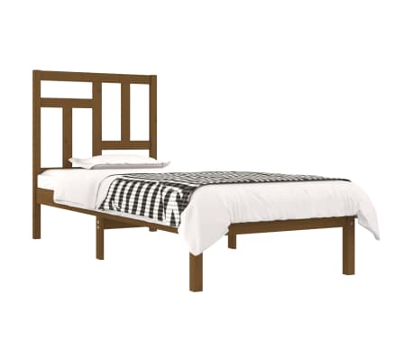 vidaXL Lovos rėmas, medaus rudas, 100x200cm, pu&scaron;ies medienos masyvas