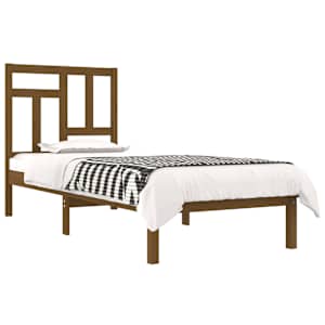 vidaXL Lovos rėmas, medaus rudas, 100x200cm, pu&scaron;ies medienos masyvas