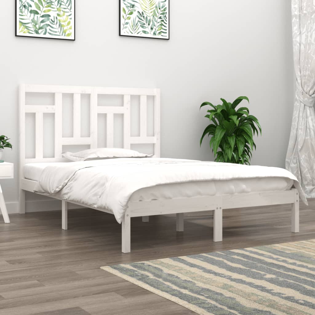 Rám postele bílý masivní borovice 150 x 200 cm King Size