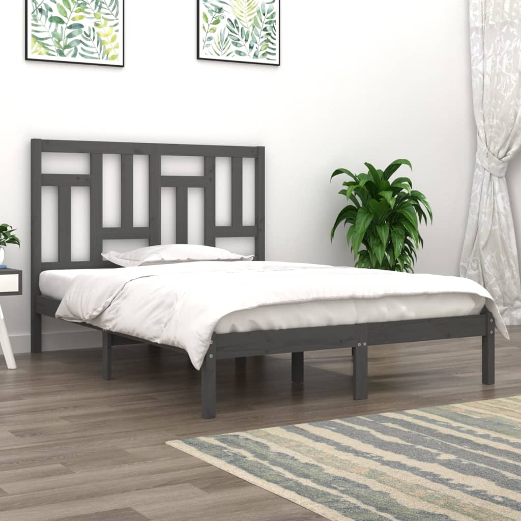 Rama łóżka, szara, lite drewno sosnowe, 150x200 cm, King Size