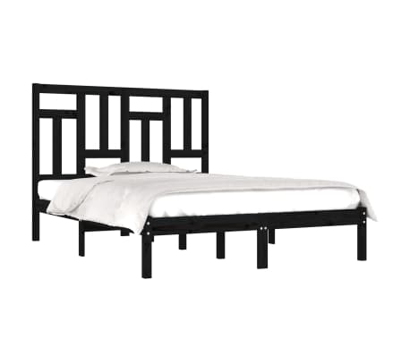 vidaXL Bedframe massief grenenhout zwart 150x200 cm 5FT King Size