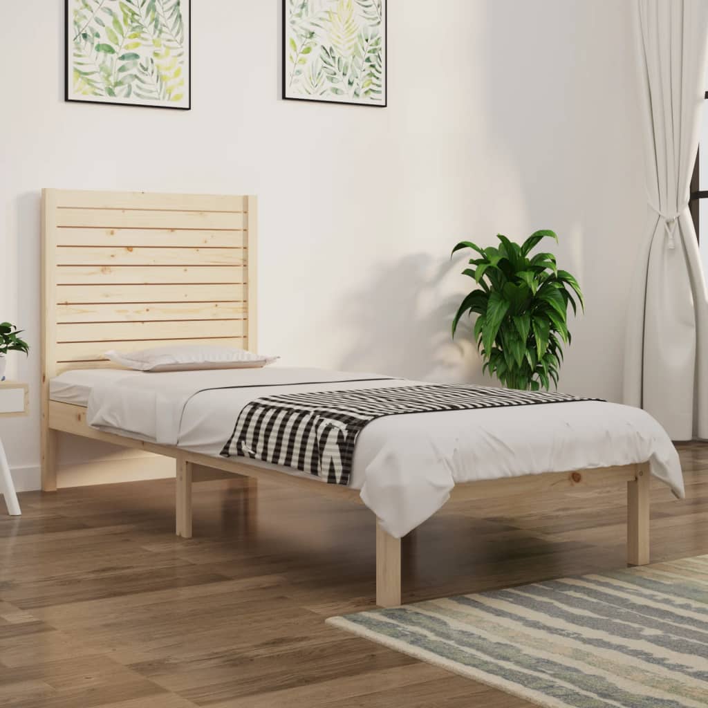 vidaXL Rama ��ka, lite drewno, 75x190 cm, pojedyncza