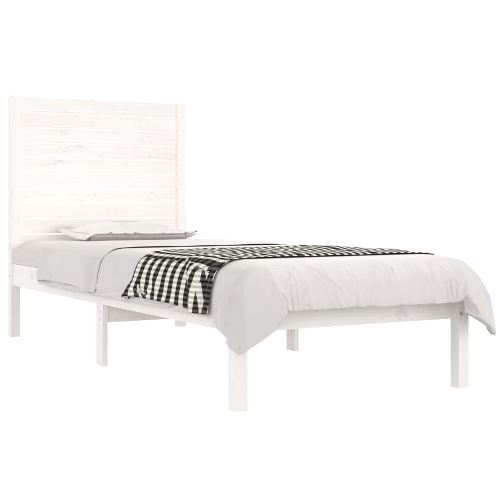 

vidaXL Bedframe massief hout wit 75x190 cm 2FT6 Small Single