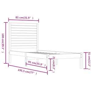 Rám postele bílý masivní dřevo 75 x 190 cm malé jednolůžko - obrázek 6