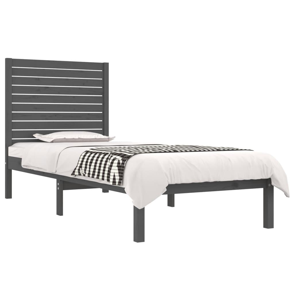 

vidaXL Bedframe massief hout grijs 75x190 cm 2FT6 Small Single