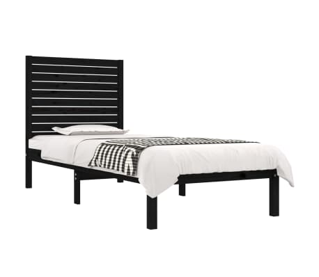 vidaXL Cadre de lit sans matelas noir 75x190 cm bois massif