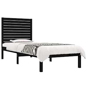 vidaXL Cadre de lit sans matelas noir 75x190 cm bois massif