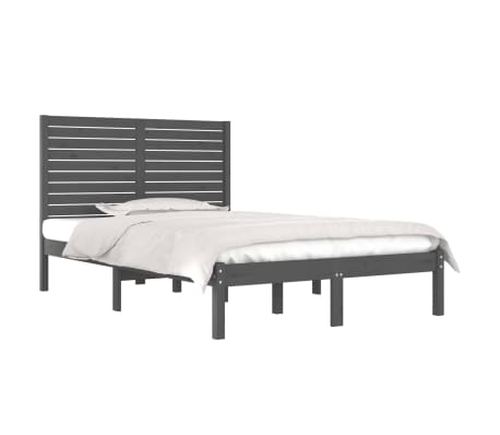 vidaXL Estrutura de cama dupla pequena 120x190 cm madeira maciça cinza