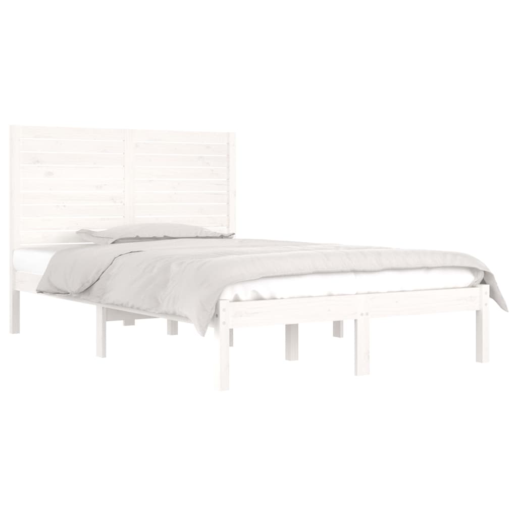 vidaXL Bed Frame without Mattress White 135x190 cm Double Solid Wood