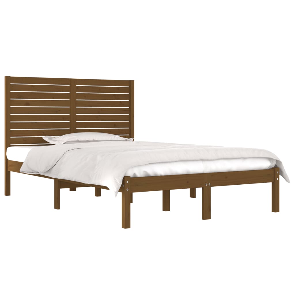 

vidaXL Bedframe massief hout honingbruin 135x190 cm 4FT6 Double