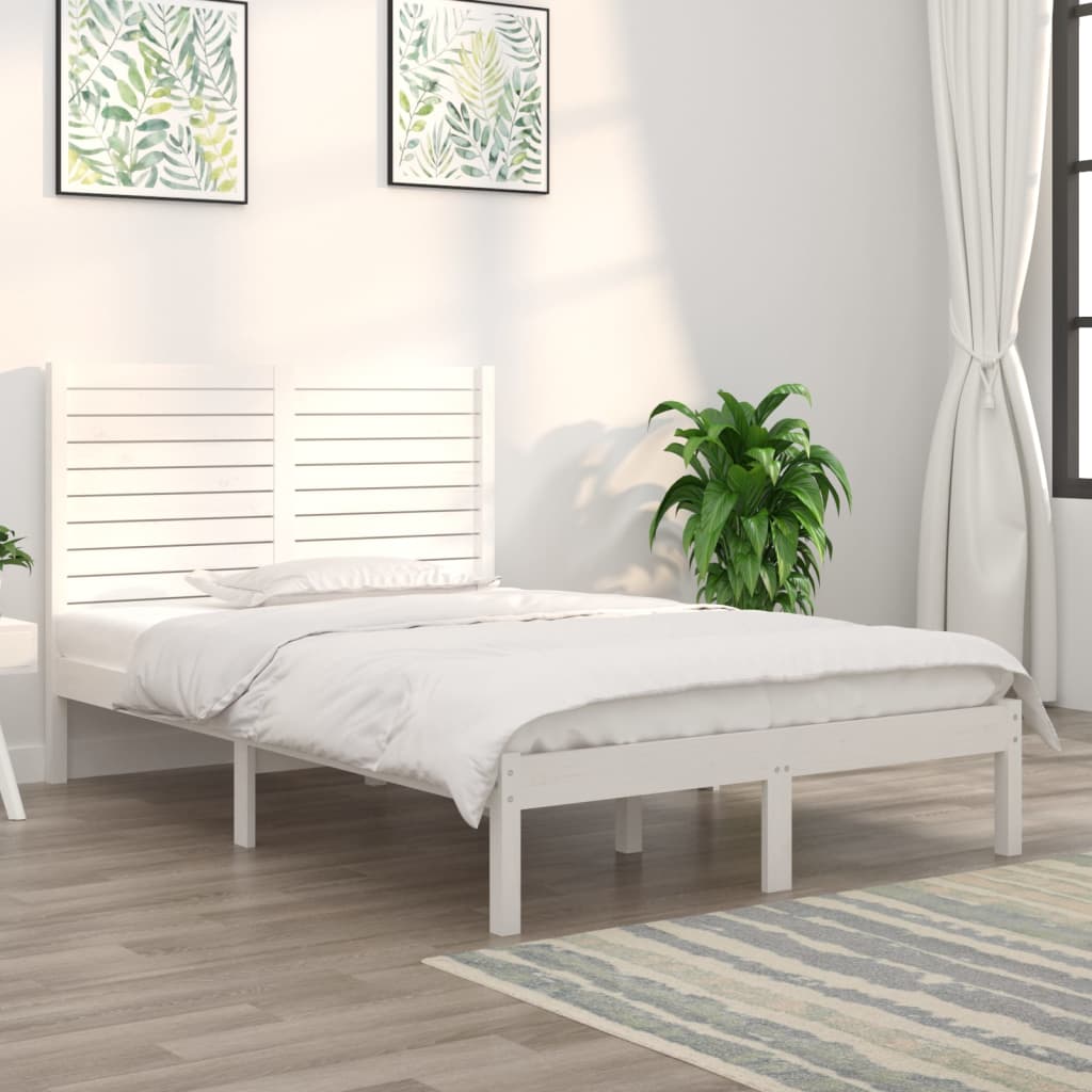 vidaXL Rama ��ka, bia�a, lite drewno, 140x190 cm