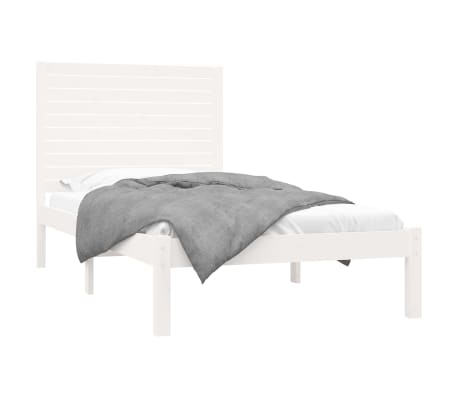 vidaXL Bed Frame White Solid Wood 90x200 cm