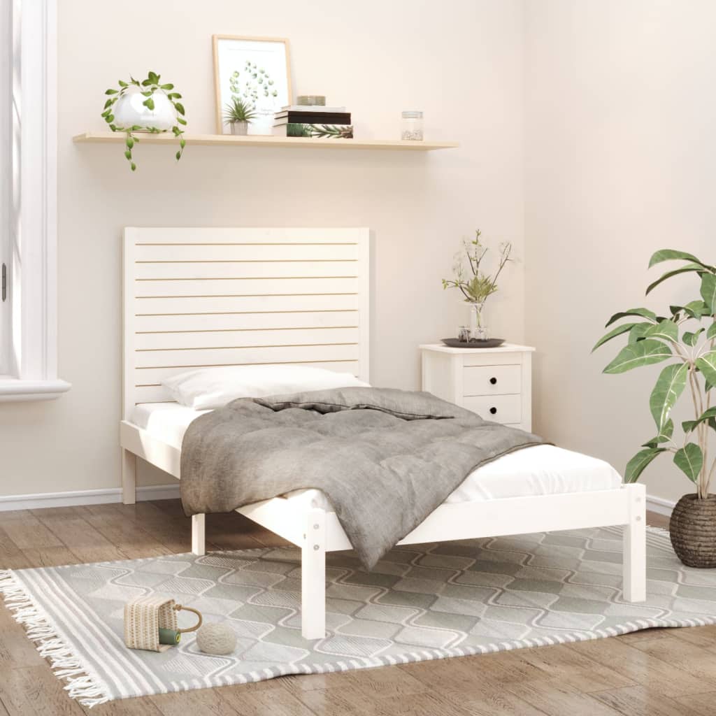 vidaXL Rama ��ka, bia�a, lite drewno, 90x200 cm