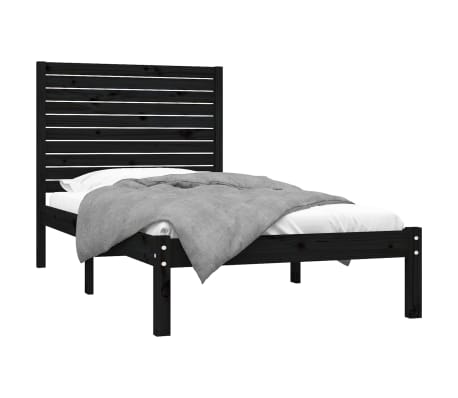 vidaXL Lovos rėmas, juodos spalvos, 90x200cm, medienos masyvas