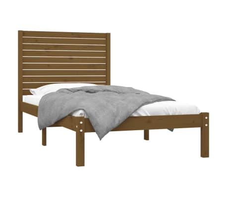 vidaXL Cadre de lit sans matelas marron miel 100x200 cm bois massif