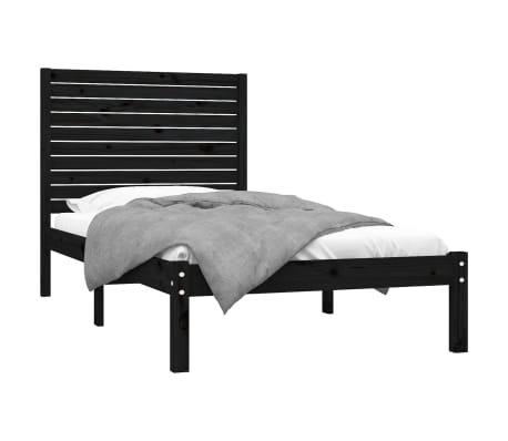 vidaXL Lovos rėmas, juodos spalvos, 100x200cm, medienos masyvas