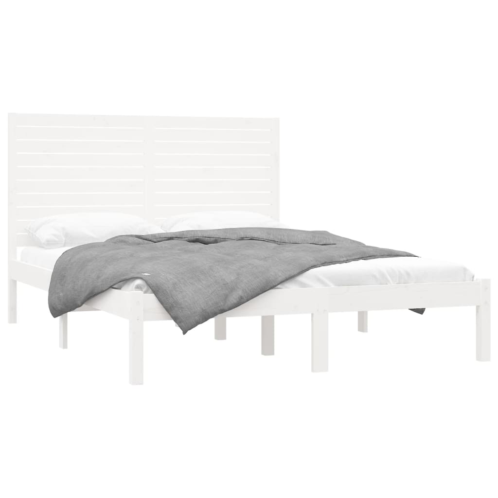 vidaXL Bedframe massief hout wit 120x200 cm afbeelding
