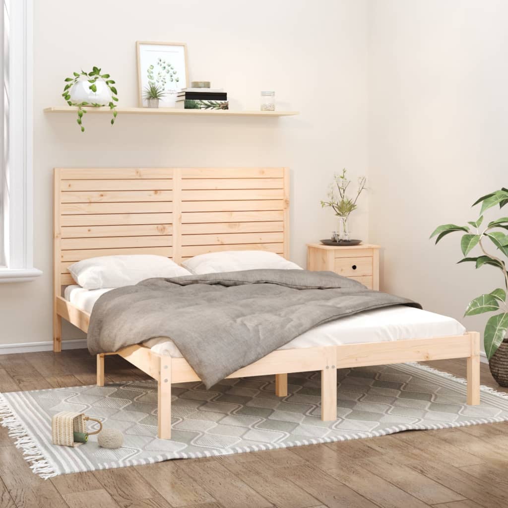 vidaXL Rama ��ka, lite drewno, 140x200 cm