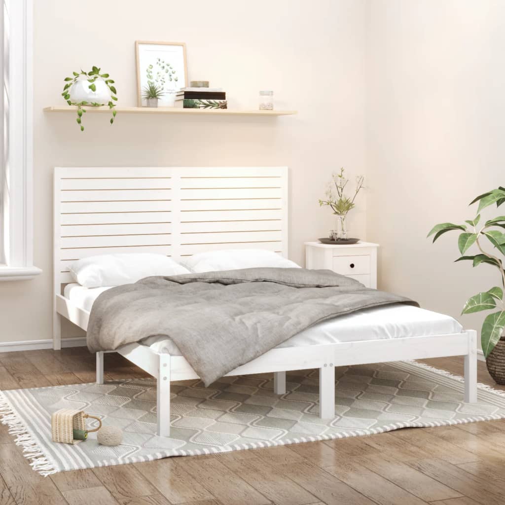 vidaXL Rama ��ka, bia�a, lite drewno, 140x200 cm