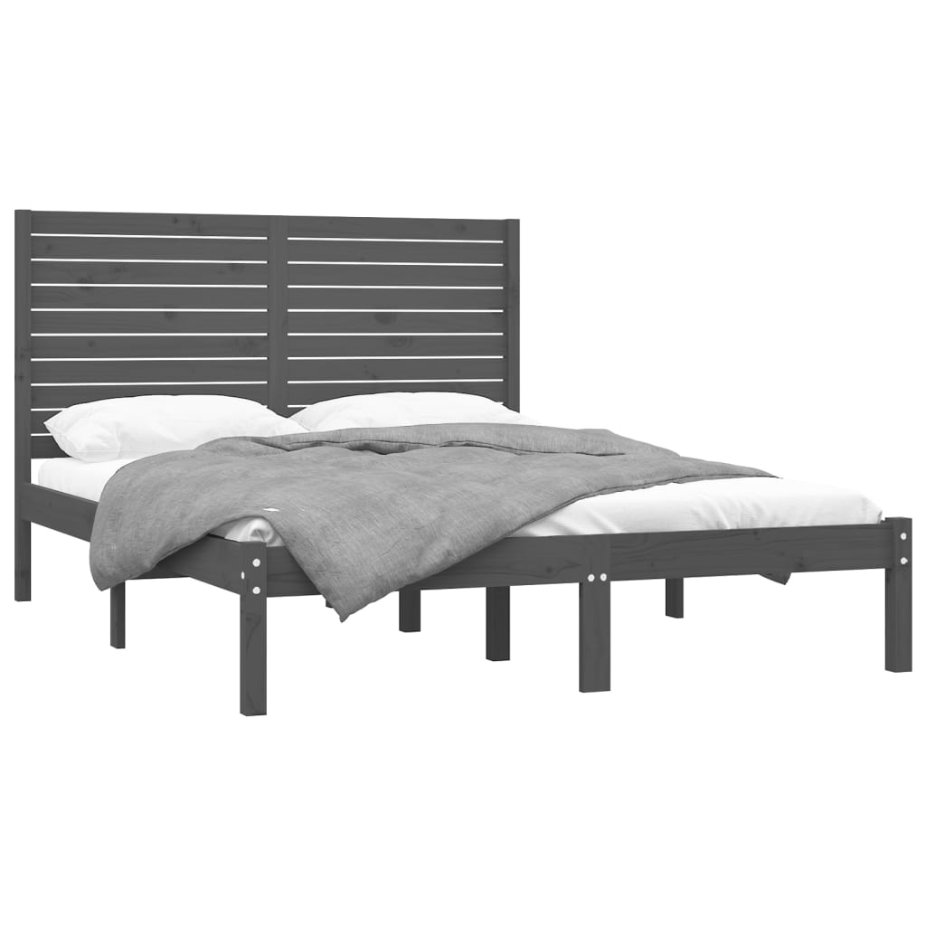 

vidaXL Bedframe massief hout grijs 140x200 cm