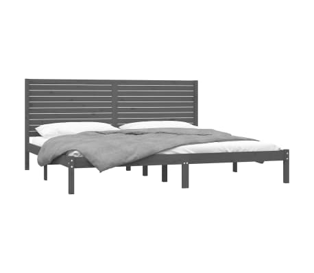 vidaXL Lovos rėmas, pilkas, 180x200cm, medienos masyvas, itin didelis