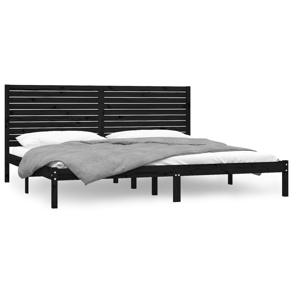 Rama łóżka, czarna, lite drewno, 180x200 cm, Super King