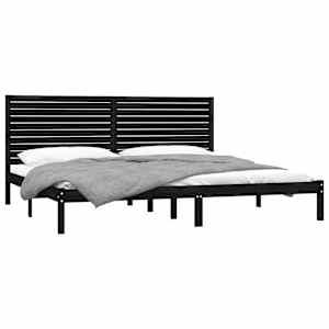 vidaXL Lovos rėmas, juodas, 180x200cm, medienos masyvas, itin didelis