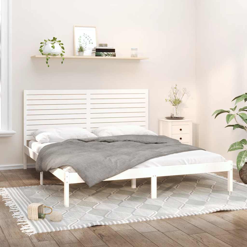 vidaXL Rama ��ka, bia�a, lite drewno, 200x200 cm