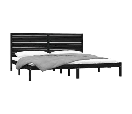 vidaXL Lovos rėmas, juodos spalvos, 200x200cm, medienos masyvas