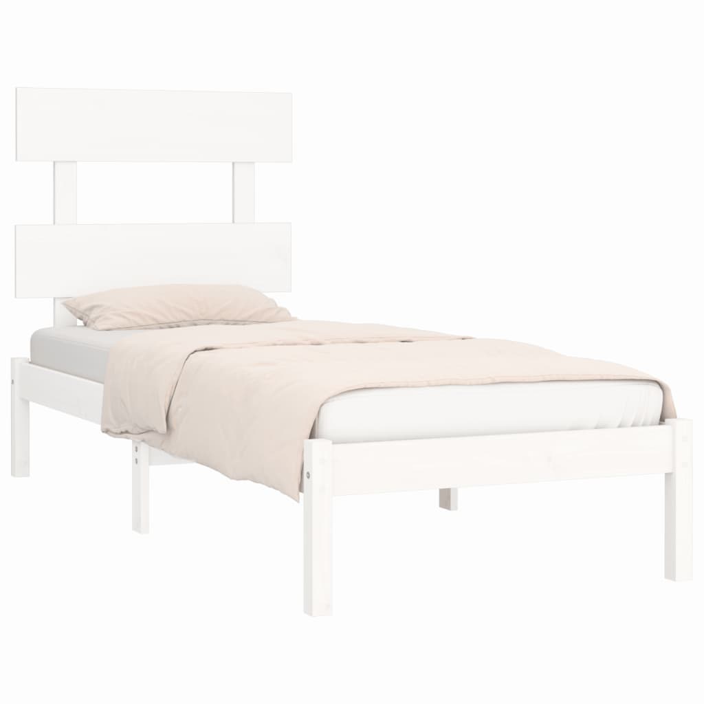 

vidaXL Bedframe massief hout wit 75x190 cm 2FT6 Small Single