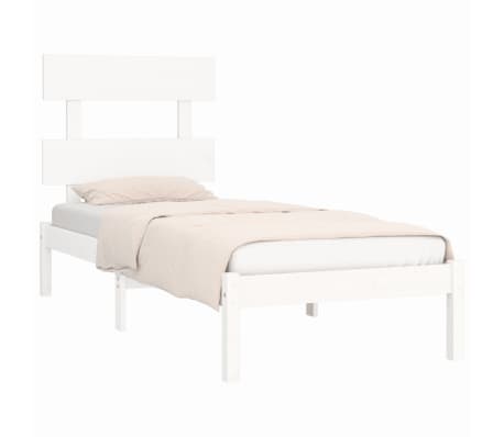 vidaXL Lovos rėmas, baltas, 75x190cm, medienos masyvas, vienvietis