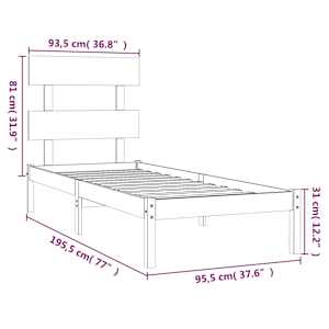 Rám postele bílý masivní dřevo 90 x 190 cm jednolůžko - obrázek 6