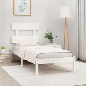 Rám postele bílý masivní dřevo 90 x 190 cm jednolůžko - obrázek 1
