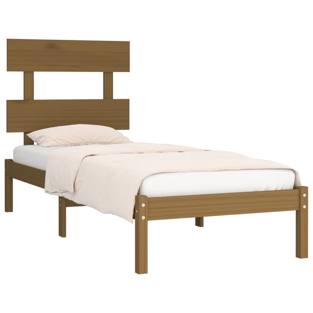 vidaXL Bedframe massief hout honingbruin 90x190 cm 3FT6 Single