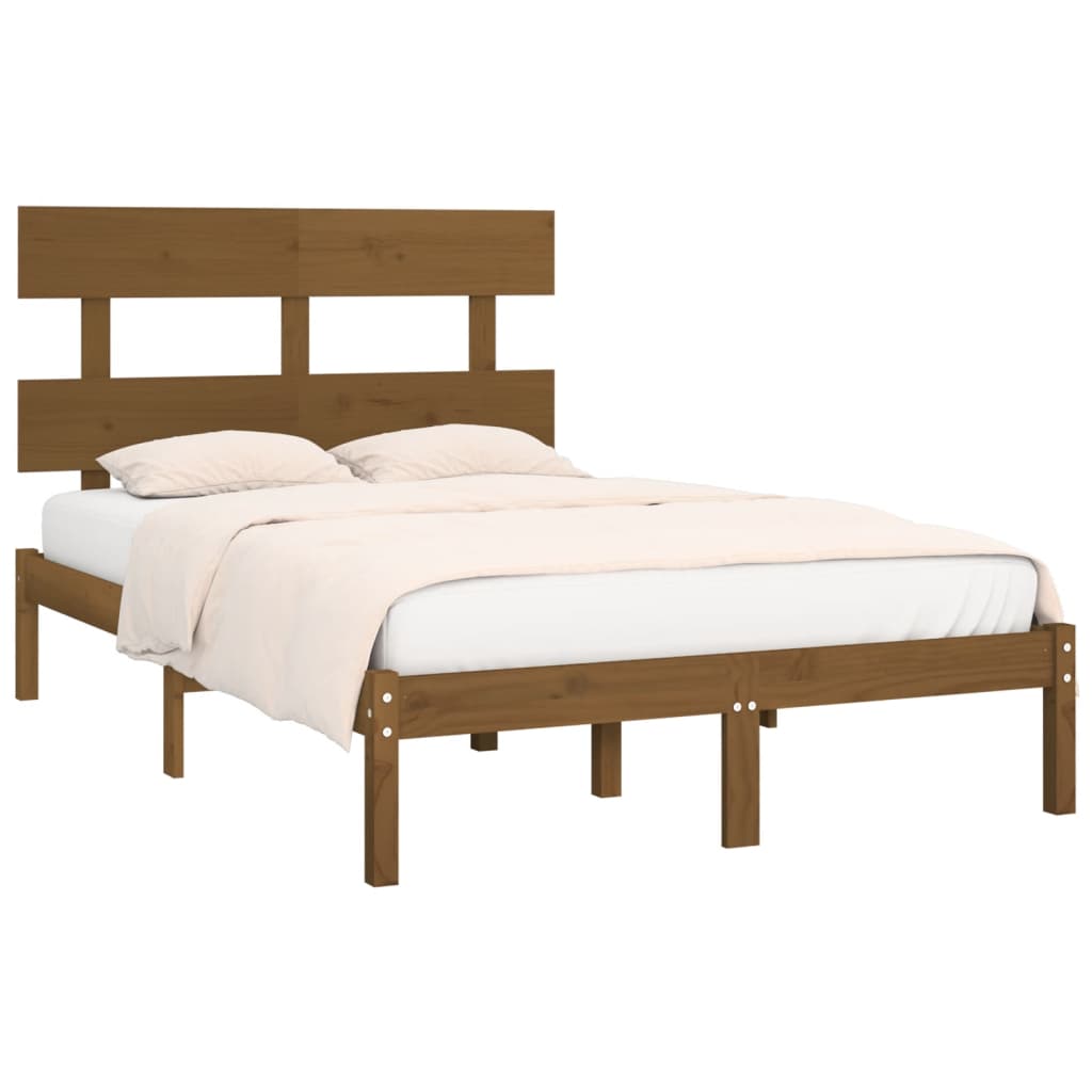 vidaXL Bedframe massief hout honingbruin 120x190 cm 4FT Small Double