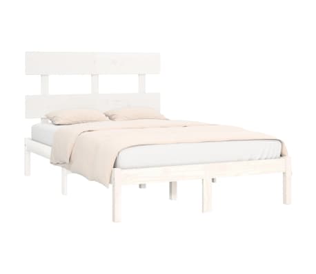 vidaXL Estrutura de cama casal 135x190 cm madeira maciça branco